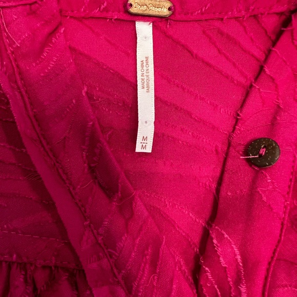 Free People Vibrant Pink Button-Down Shirt - Picture 6 of 7